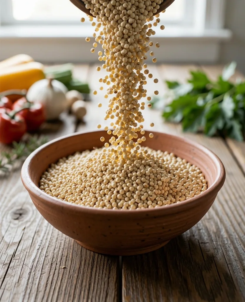 Quinoa pouring